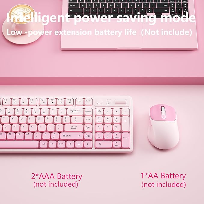 Wireless Keyboard and Mouse Combo, Full-Size USB Keyboard with Back Stand, 2.4GHz Wireless for Desktop, Laptop and Computer