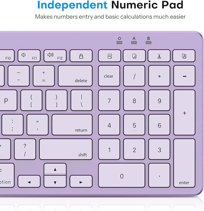 OMOTON Wired Keyboard Compatible with Mac, with Dual Interface (USB and Type-C), Numeric Keypad Compatible with MacBook Pro/Air, iMac, Mac mini/Pro Laptop, Purple