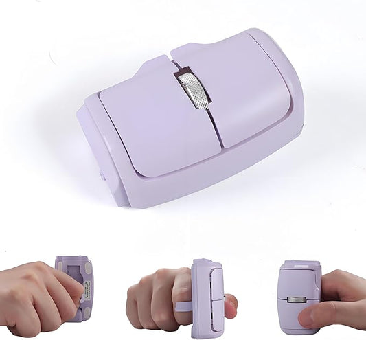 Mini Bluetooth Wireless Mouse Dual-Mode Lazy Finger Ring Mouse - Rotatable Horizontal & Vertical Use, Multi-System Compatible, Ultra Long Battery Life for Laptops, PCs, and Tablets (Purple)