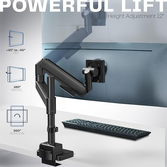 VIVO Heavy Duty Ultrawide Monitor Arm with Pole, 57 inch Screens up to 59.4 lbs, Desk Mount TV and Monitor Stand Designed for Samsung Odyssey Ark, Neo G9, ViewFinity S9, and More, Black, STAND-GT57T