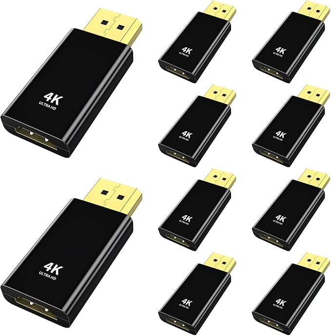 4K DisplayPort to HDMI Adapter 10 Pack,24K Gold Plated Uni-Directional Display Port DP to HDMI Passive Adapter Compatible for HP, HDTV, AMD, NVIDIA,Dell, GPU,Projector, PC,Desktop