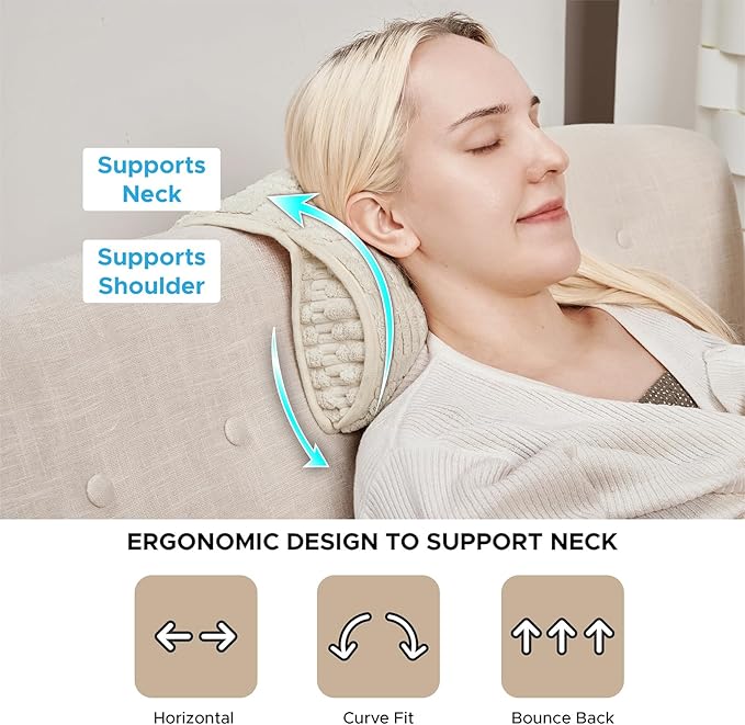WdFour Headrest Memory Pillow, Support Cushions for Neck, Back or Leg for Sofas, Recliners, Office Chairs, Massage Chairs for Neck Pain Relief and Cervical Support. (Cream, 13" Wx5.5 Hx3 D, 1PC)