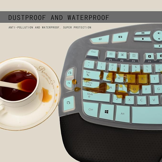 Keyboard Cover for Logitech K350 MK550 MK570 Wireless Wave Keyboard,Dust-Proof Silicone Keyboard Protector Skin for Logitech K350 MK550 MK570 Keyboard Protective Accessories(Gradient Mint)