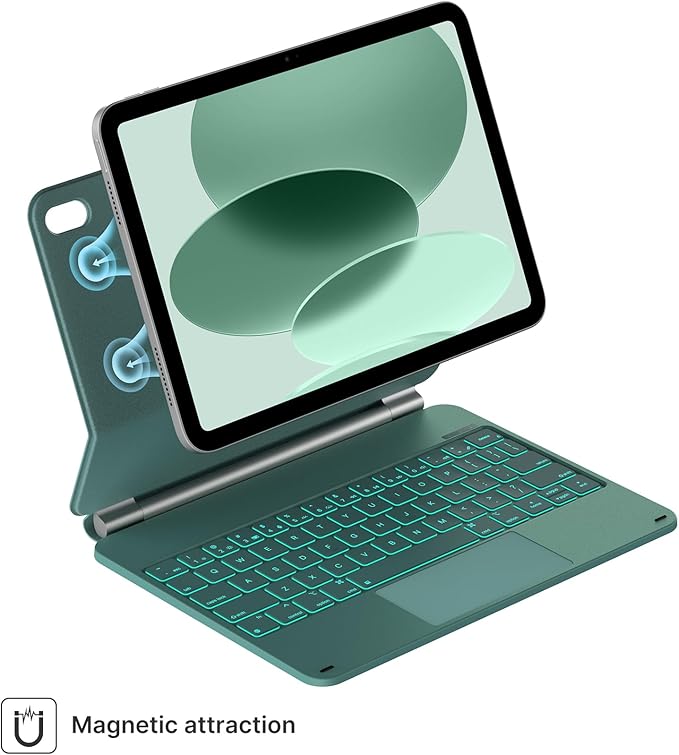 typecase Edge Keyboard Case for iPad 11th Gen A16 (2025) & 10th Gen 10.9" (2022) – Multi-Touch Trackpad, 11-Color Backlit Magic-Style Keyboard – Floating Magnetic Stand, Pencil Holder – Midnight Green