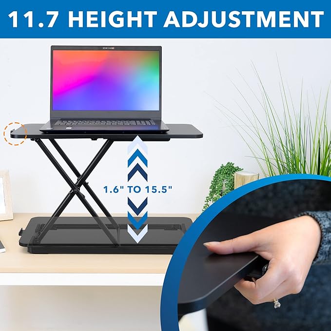 Mount-It! Standing Keyboard Tray, Height Adjustable Keyboard and Mouse Riser for Desk, Sit Stand Keyboard Platform, Large 23.6" x 11.8” Surface for Keyboard, Mouse or Laptop