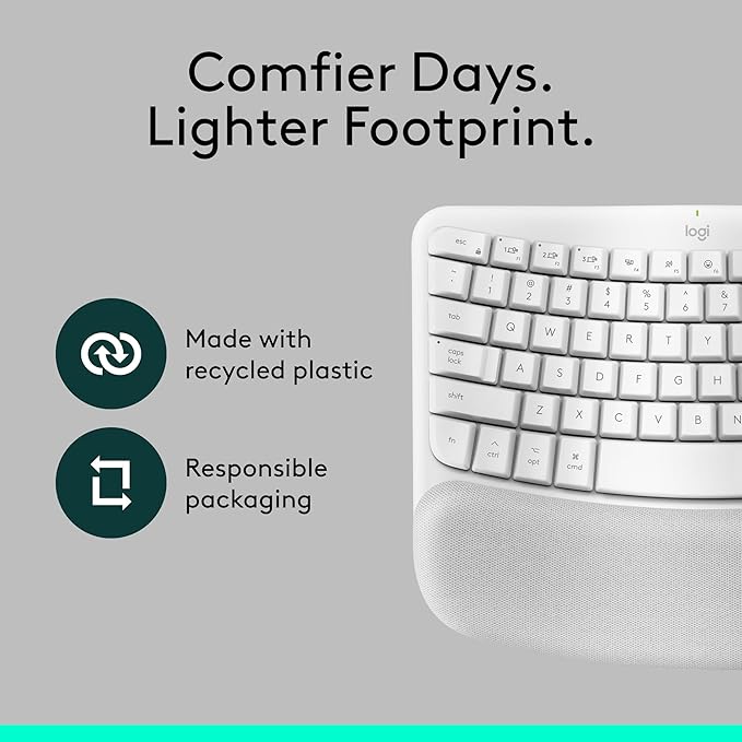 Logitech Wave Keys for Mac + Lift Vertical Mouse for Mac, Wireless Ergonomic Keyboard and Mouse Combo, Cushioned Palm Rest, Bluetooth, Optimized for macOS/iPadOS/MacBook/iMac/iPad - Off White