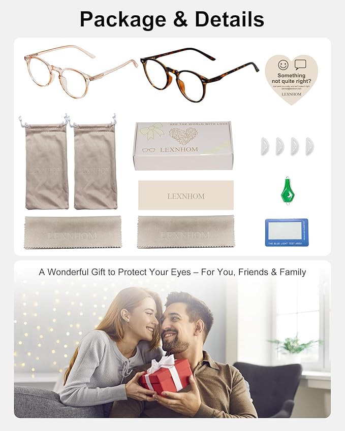Blue Light Glasses for Woman, Blue Light Blocking Lightweight Round Eyeglasses for Computer TV Gaming Phone Screen,Eye Strain