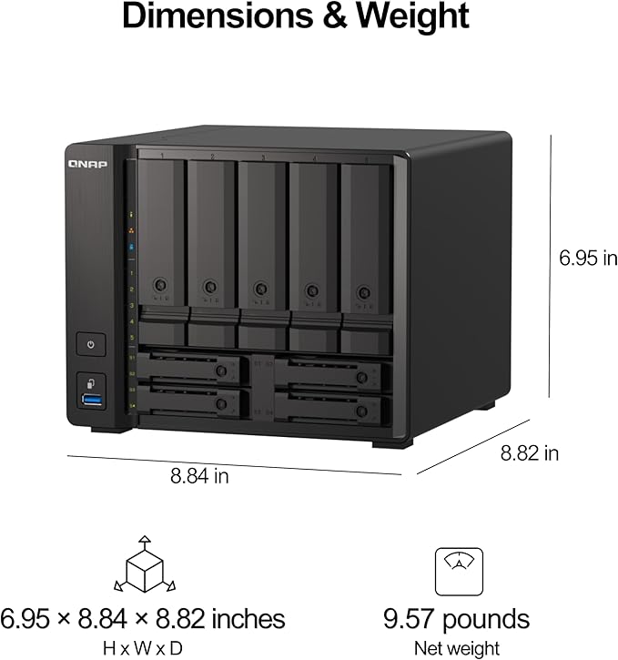 QNAP TS-h973AX-8G 9-Bay QuTS Hero NAS with 10GbE/2.5GbE Connectivity