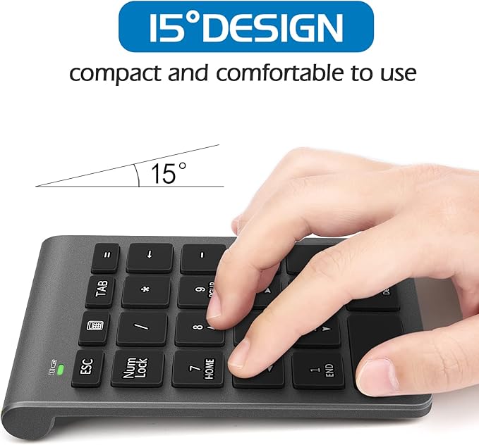 Foloda Number Pad for Laptop, 10 Keys USB Number Numeric Keypad Numpad, 22 Keys Wireless Numberpad Keyboard Laptop Accessories for PC Desktop Surface Pro Notebook