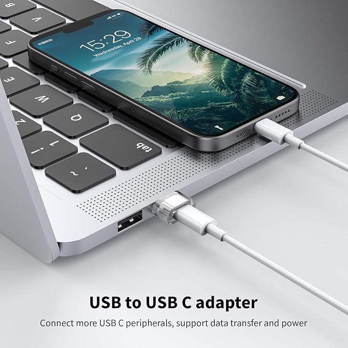 1000 Packs USB A to USB Clear Adapter,USB C Female to A Male Charger Converter Compatible with Apple Watch Ultra iWatch 8 7,iPhone16 15 14 13 Pro Max Plus,iPad 9 10 Air 5 Mini 6,Car,Galaxy S23