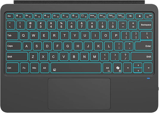 MoKo Type Cover for Microsoft Surface Pro 12" 2025 Keybaord, Ultra Slim Wireless Bluetooth Surface Pro Keyboard with 7-Color LED Backlit & Multi-Touch Trackpad Rechargeable Battery, Black