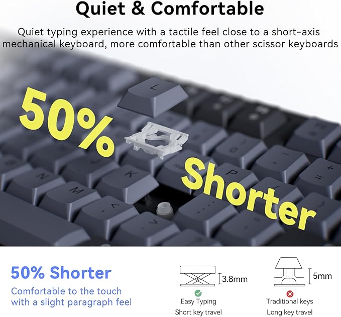 AUSDOM Wireless Keyboard and Mouse Combo - 108 Keys Mechanical Feel, 2.4G Full-Sized Rechargeable Silent Keyboard & 3 DPI Adjustable Mouse, Numeric Keypad, USB Receiver for PC/Laptop/Windows/Mac