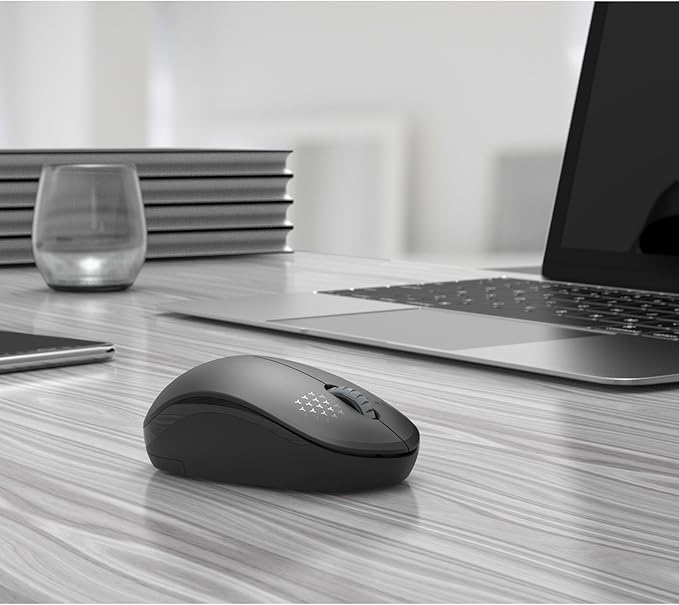 seenda Wireless Mouse for Laptop, 2.4G Noiseless Mouse with USB Receiver - Optical Tracking Portable Computer Mice for Chromebook, PC, Tablet, Windows System, 24 Months Battery Life - Black