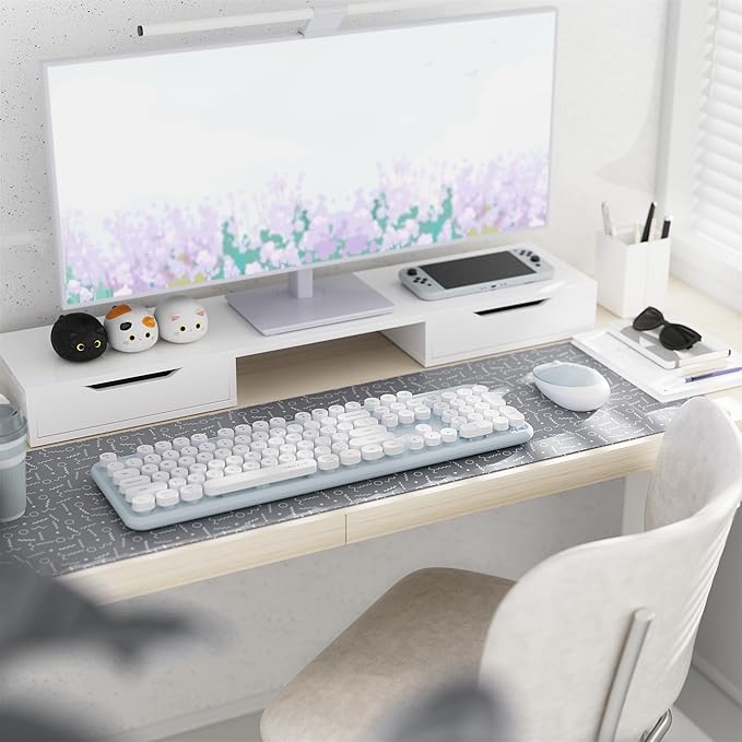 x UBOTIE Colorful Wireless Keyboard and Mouse Combo, Full-Sized Office Keyboard with Typewriter Flexible Keys, 2.4GHz Dropout-Free Connection, Optical Mouse for PC Laptop(Green White)