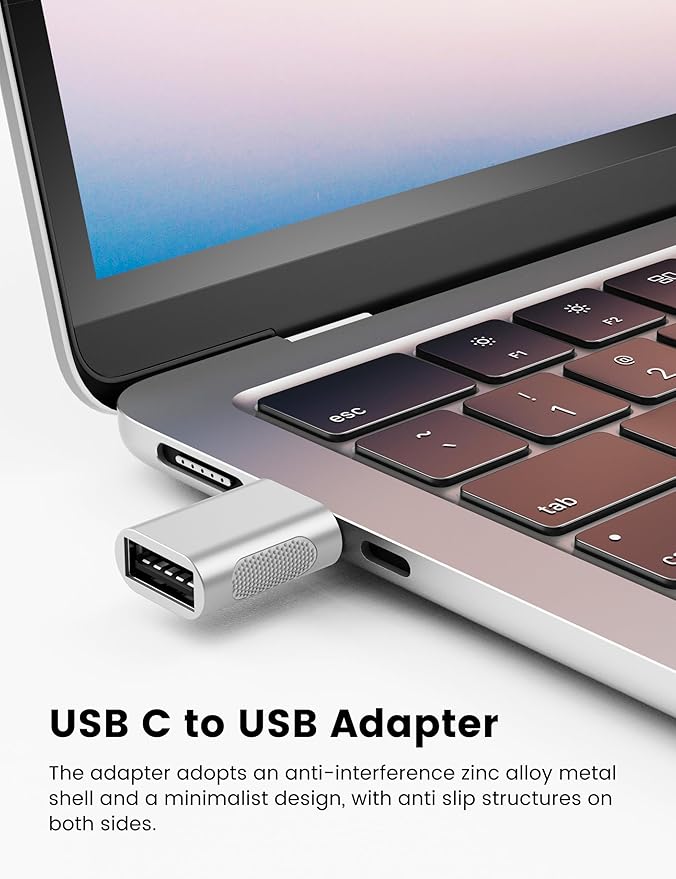 USB C Adapter (4 Pack), C Male to USB Female Converter, A Female to Type C Male Adapter Compatible with MacBook Pro, Chromebook, Surface Book, USB C hub, Cellphon and More Type C Devices