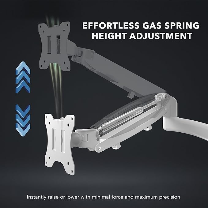 Mount-It! Triple Monitor Stand for Desk, 3 Arm Monitor Mount with Gas Spring Adjustment, Fits 13–32 Inch Screens up to 17.6 lbs per Arm, VESA 75 & 100, Clamp or Grommet Base, USB-C & A Ports, White