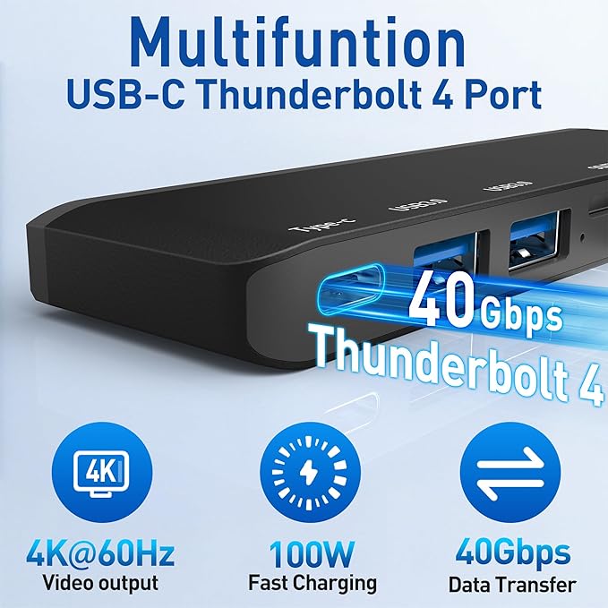 Surface Pro 12 Docking Station, Surface Pro 12 Accessories with 4K HDMI, Thunerbolt 4 Hub (4K@60Hz Display+ 40Gbps Data+ 100W Charging), 2 USB3.0, SD/TF, 3.5mm Audio for Surface Pro 12 inch 2025