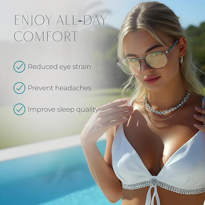 Blue Light Blocking Glasses - Anti Eye Strain Glasses for Gaming, Reading & Computer - Comfort Eyewear for Women & Men