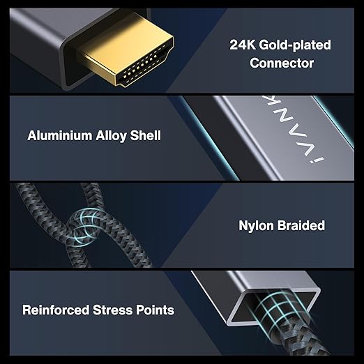 IVANKY 4K Mini DisplayPort to HDMI Cable 10FT, 4K@30Hz Thunderbolt to HDMI Cable, [Alum Shell/Braided/Optimal Chip], Mini DP to HDMI for MacBook Air/Pro, Surface Pro/Dock, Monitor, Projector -10FT