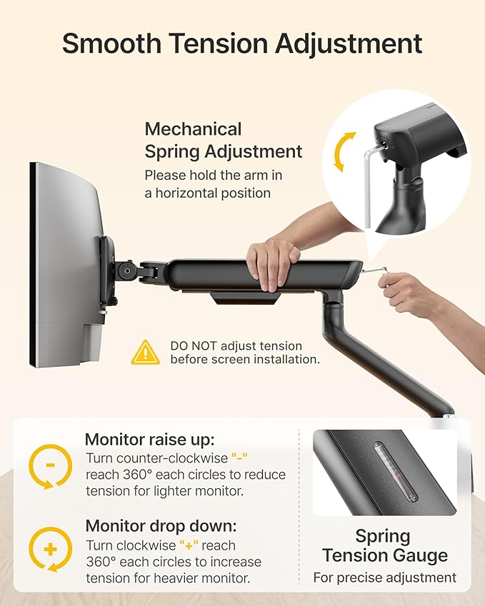 monTEK Dual Monitor Arm, Mechanical Spring Monitor Arm for 17-35" Screens, Adjustable Monitor Desk Mount Each Holds up to 26.4 lbs with C Clamp/Grommet Desk Mount, VESA 75/100mm