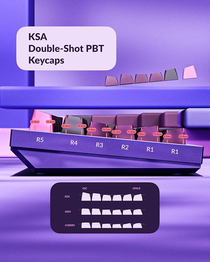 Keychron Q5 Pro Wireless QMK/VIA Mechanical Keyboard, Full Customizable 96% Layout with Programmable Knob, Hot-swappable K Pro Brown Switch Compatible with Mac Windows Linux - Purple