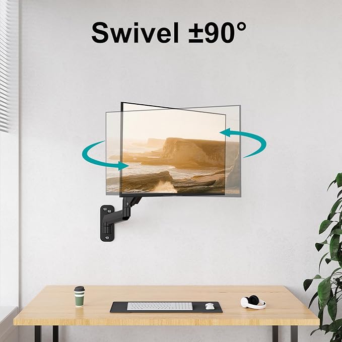 MOUNT PRO Monitor Wall Mount for Max 35 inch/26.4lbs Flat Curved Screens, Premium Heavy Duty Single Monitor Arm, Full Motion Ultrawide Wall Mount with VESA Extension Kit, VESA Mount 200x200mm