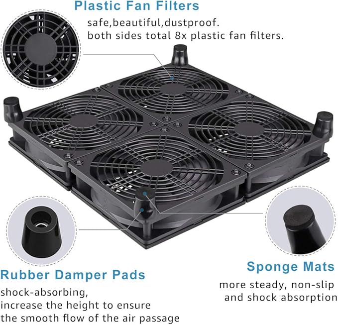GDSTIME Rounter TV Box Cooling Fan with Speed Control, 182CFM Big Airflow Cooling for ASUS GT/RT-AC5300, Router TV Box Cooling Frame
