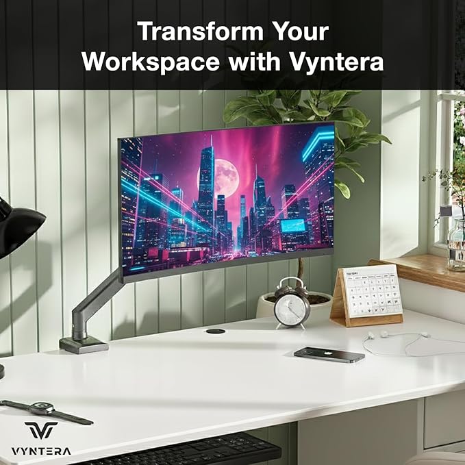Single Monitor Arm Desk Mount – Adjustable Gas Spring Monitor Stand for 13”–34” Screens, Full Motion Swivel, Tilt & Rotation, Heavy Duty VESA Mount for Office, Gaming & Professional Setup