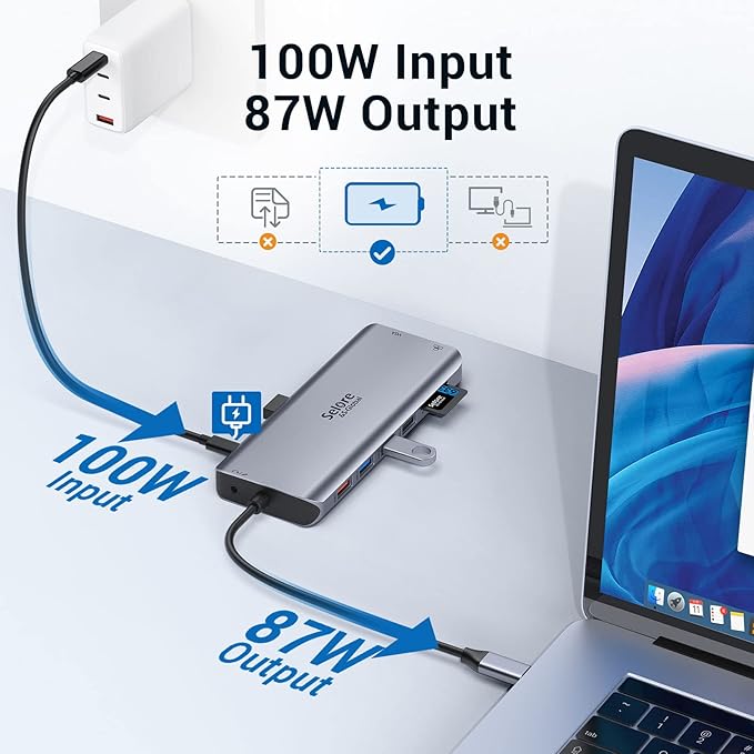 USB C Docking Station Dual Monitor, 14-in-1 Triple Display Dual 4K HDMI & VGA, 10Gbps Data Transfer, 100W PD, Gigabit Ethernet, SD/microSD Card Reader, Audio - USB-C Hub for Dell HP Lenovo MacBook