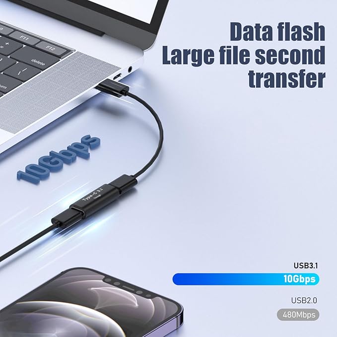 10 Pack USB C Female to Female Adapter.Usbc Extender.USBC Coupler Supports Up to 10Gbps Data Transfer and 100W Fast Charging.Compatible with Thunderbolt 4/3 Supports 8K@60Hz Video.