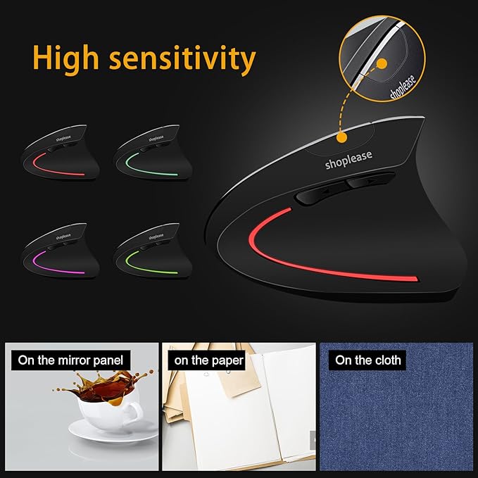 Wired Vertical Mouse, Optical Ergonomic Mouse with 4 Adjustable 800/1200/2000/3200, 5 Buttons USB Computer Mouse, Better for Large and Medium Sized Hands