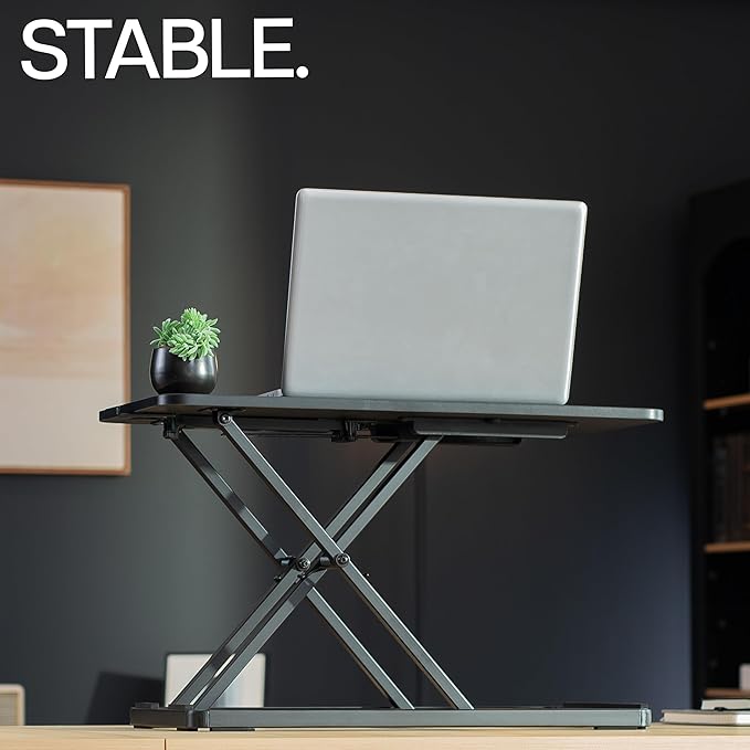 VIVO Single Top 24 inch Scissors Lift Keyboard and Mouse Riser, Height Adjustable Laptop Desk, For Ergonomic Sit Stand Workstations, Black, DESK-V024A