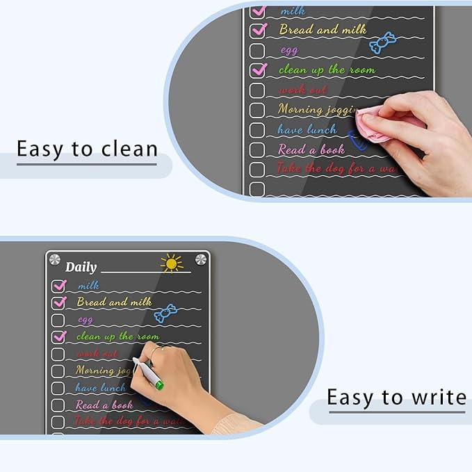 Magnetic Dry Erase Calendar for Fridge, Clear Fridge Calendar Daily Planner with 8 Markers, 7.9"x11.8"