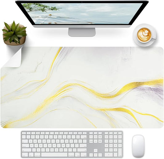 Marble Desk Pad, Desk Matt for Desktop, Leather Mouse Pad, Waterproof Keyboard Mat, Non-Slip Computer Mat, Keyboard and Mouse Pad for Office Decor (31.5"x15.7")