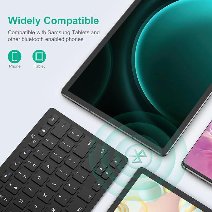 SPARIN Bluetooth Keyboard for Samsung Galaxy Tab A11+/A9 Plus/S11/S10 FE/S10+/S6 Lite and Other Android Tablet, Wireless Keyboard for Samsung Models/Windows/PC/Phone, Lightweight, Ultra-Slim