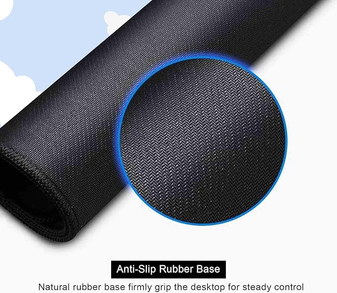 Cute Desk Pad, Blue Sky with Clouds Desk Mat, Large Mouse Pad, Protector Pad, Non-Slip Rubber Base with Stitched Edges Deskmat Writing Mat for Computer Laptop Office,31.5 X 11.8 in