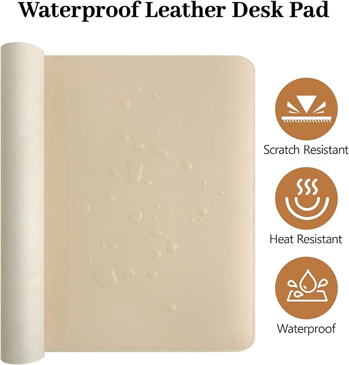 Desk Pad and Keyboard Wrist Rest, 3in1 Mousepad + Keyboard Wrist Rest+Mouse Wrist Rest for Home Office Table Computer Cover. (31.5×15.7,Beige)