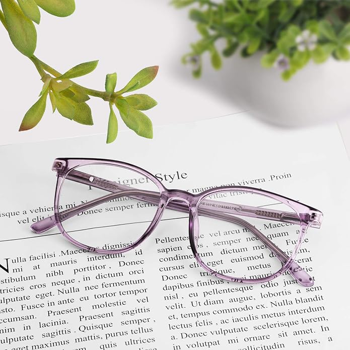 FONHCOO Blue Light Blocking Glasses Fashion Round TR90 Frame Transparent Eyewear Anti UV Computer Glasses for Women Men