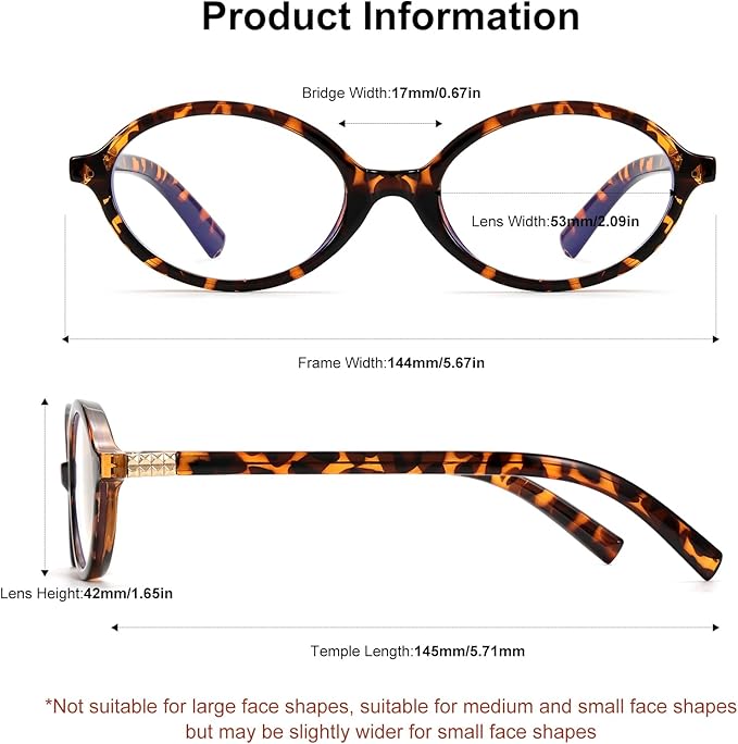 Retro Oval Blue Light Glasses for Women Fashion Computer Glasses Bluelight Blocking Eyewear Vintage Frame