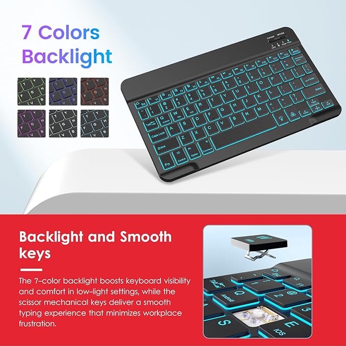 VIKESI Keyboard Case for iPad (A16,2025) 11th Generation/iPad 10th Generation Case (10.9" 2022),Premium Leather Smart Cover,Built-in Breathing Light,Function Row,Pencil Holder,Card Slots - Bright Red