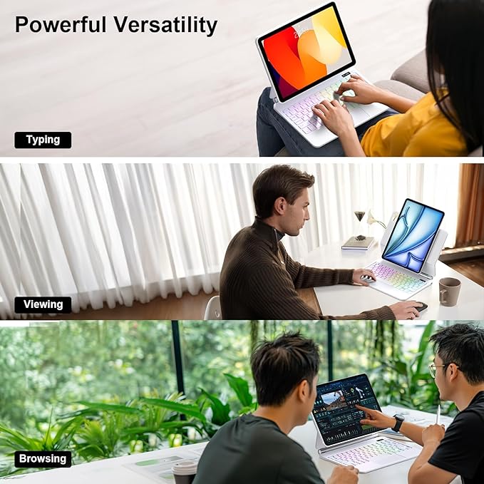 Keyboard Case for iPad Air 13 inch (M4/2026 / M3 2025/M2, 2024),iPad Pro 12.9 inch (3/4/5/6th Gen)，Magic-Style Magnetic – Floating Cantilever Stand – Backlit Keyboard Case with Multi-Touch Trackpad