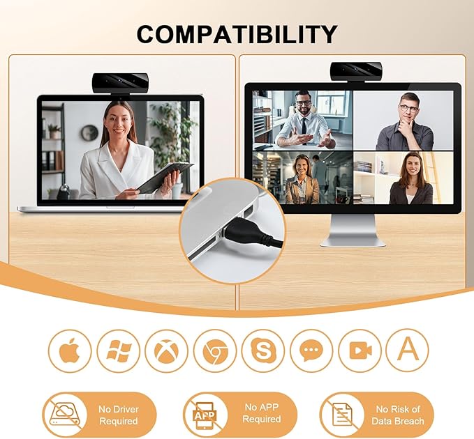 1080P Webcam with Microphone, Full HD Video Calling Web Camera, HD Light Correction Streaming Webcam for Zoom/Skype/Teams, Plug and Play PC Camera Web cam for Windows & Mac