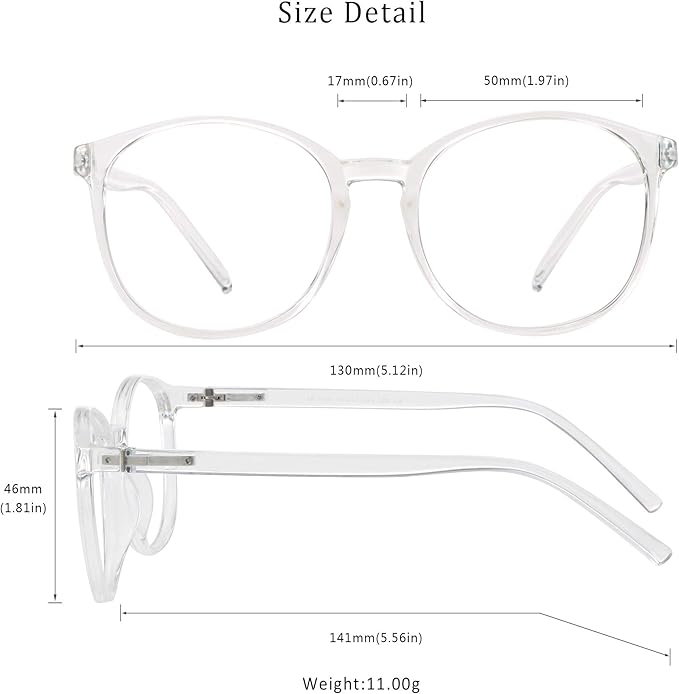 LifeArt Blue Light Blocking Glasses, Anti Eyestrain, Computer Reading Glasses with Spring Hinge, Gaming Glasses, TV Glasses for Women Men, Anti Glare (Transparent, 2.50 Magnification)