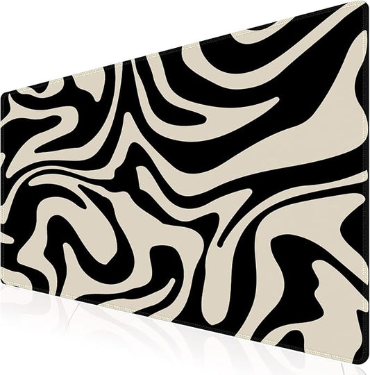 iCasso Desk Mat, XXL Large Gaming Mouse Pad, Anti-Slip Rubber Base Mousepad with Stitched Edges, Keyboard Mouse Mat Big Desk Pad for Work, Game, Office, Home, Zebra Black