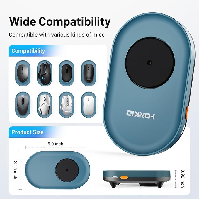 HONKID Undetectable Mouse Mover Jiggler with ON/Off Switch and USB Port Drive-Free,Simulate Physical Automatically Mouse Movement,Prevent Computer Laptop Inactive/Lockdown(Light Blue)