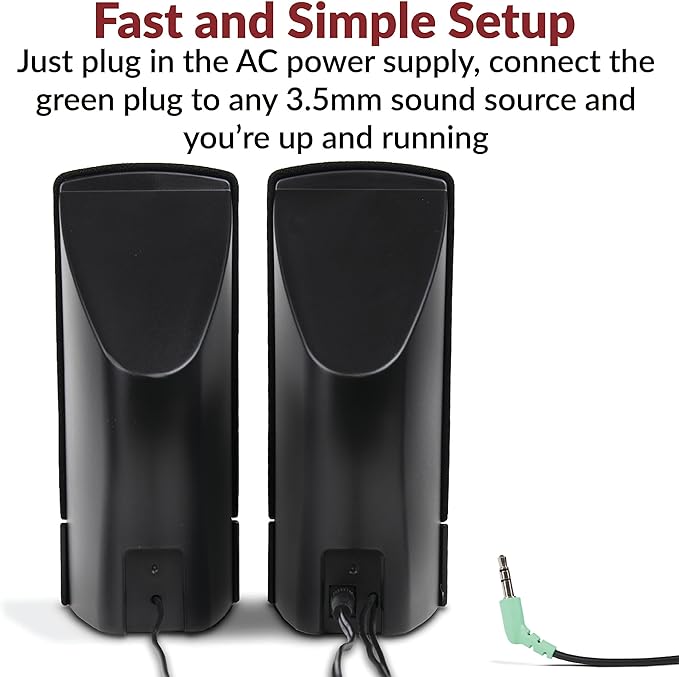 Cyber Acoustics CA-2014 Computer Speakers, Full Stereo Sound, Convenient Controls, Easy Setup