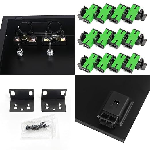 2-Pack SC-APC 24 Simplex 24 Port Rack Mount Enclosure Box with Splice Tray Singlemode SC-APC Kit (Includes 1.2 Meter Pigtail and Coupler)