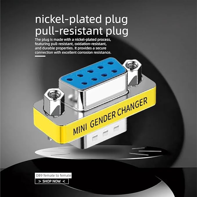 db9 Connector Null Modem Adapter，9-Pin Serial vga Adapter RS232 db9 Gender Changer,for Computer and Industrial Device Data Transfer(F-F (10P))
