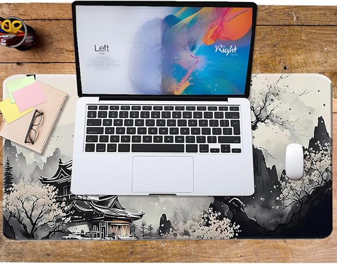 Large Mouse Pad Set, Japanese Extended Mouse Pad Black Desk Pad Easy Typing for Typing Office Game 31.5 x11.8 in - Japanese Scenery