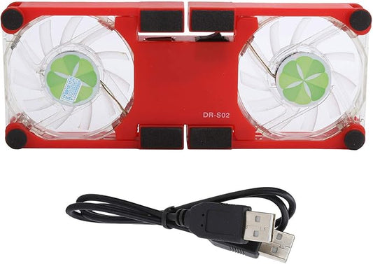 Laptop Cooling Pad,DR-S02 Folding Laptop Cooler with Dual Fans,Portable USB Powered Notebook Radiator Cooler Stand Cooling Base with Anti‑Skid Mount(red)